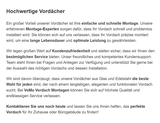 Edelstahlvordach für  Mosbach